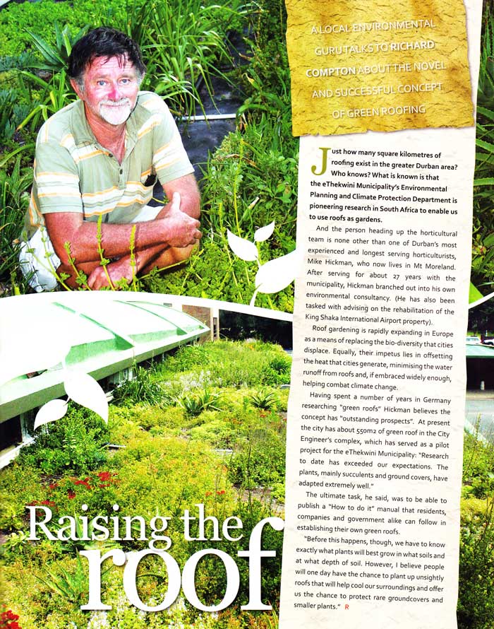 green roof feature in the Ridge Magazine Umhlanga Durban featuring Ecoman Michael Hickman