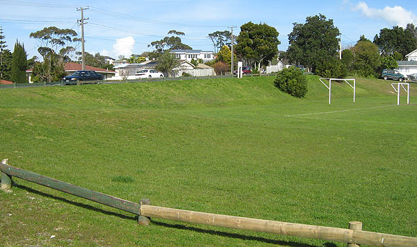 sports field bank following repair work done in November 2005